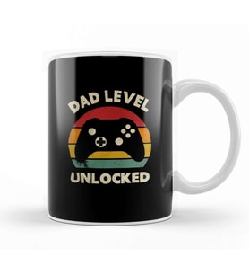Dad Level Unlocked Gaming New Dad Baby Announcement Fathers Day Daddy To Be Video Game First Kupa Bardak Porselen