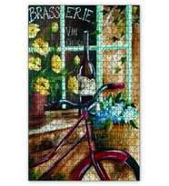 Cakapuzzle Birahane Önünde Bisiklet Şarap Şişesi Puzzle Yapboz MDF (Ahşap) (120 Parça)