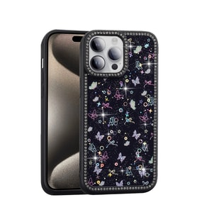 Apple iPhone 14 Pro Kılıf Taşlı ve Simli Tasarım Zore Azra Kapak