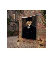 Kalpaklı Mustafa Kemal Atatürk Poster poster Bayrak Raşel Kumaş 100x150 cm ATA26