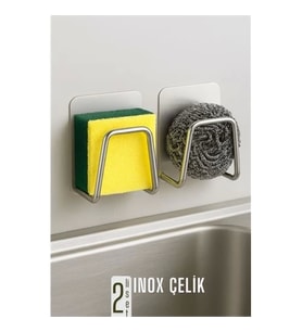 Mey İthalat® Inox Bulaşık Sübgerlik Stant- Mutfak Askısı Profesyonel 2 li SET 722043