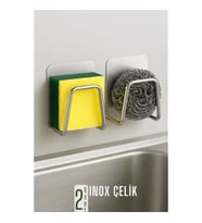Mey İthalat® Inox Bulaşık Sübgerlik Stant- Mutfak Askısı Profesyonel 2 li SET 722043