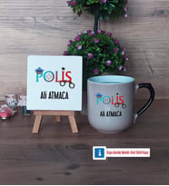 Polis Dekoratif Taş, Kupa Bardak Kırmızı Hediye (Model 9)