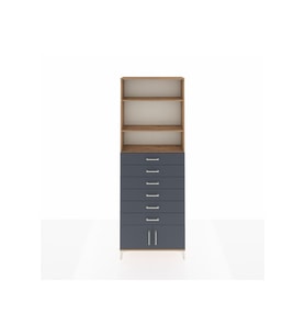 Arges Dolap 3 Raflı 6 Çekmeceli 2 Kapaklı 88x30x243 Çam-Antrasit