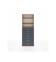 Arges Dolap 3 Raflı 6 Çekmeceli 2 Kapaklı 88x30x243 Çam-Antrasit