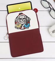 BK Gift Kurukafa Tasarımlı Taşınabilir Koruyucu Tablet Kılıfı & Organizer Çanta - Bordo-3