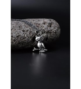 925 Ayar Gümüş Baykuş Figürlü Erkek Kolye Silver