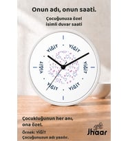 İsme Özel Pastel Kalp Desenli Çocuk Odası Duvar Saati Orta Boy 30 cm Beyaz Camlı Sessiz