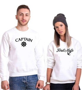 Tshirthane Captain First Mate Sevgili Kombinleri Sweatshirt Kombini (Tek Ürün Fiyatıdır.)