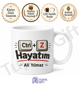 Ctrl Z Hayatım Yazılı Komik Baskılı Kupa Bardak Esprili Hediye