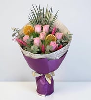 Lila Bukette 7'li Pembe Gül