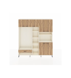 Arges Gardrop 11 Raflı Tek Çekmeceli 7 Kapaklı 220x30x243 Aytaşı-Çam