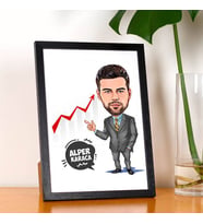 Kişiye Özel Borsacı Erkek Karikatürlü Resim Çerçevesi