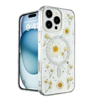 Apple İphone 16 Pro Kılıf Daisy Simli Magsafe Kapak - Gümüş