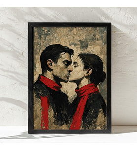Ezgoola / Love Serisi “Kiss” Poster Çerçevesiz / Modern Romantik Sanat / Ezgoola Pop Art Koleksiyonu / 350 gr Kağıt / Poster / Sevgili Poster