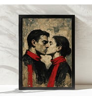 Ezgoola / Love Serisi “Kiss” Poster Çerçevesiz / Modern Romantik Sanat / Ezgoola Pop Art Koleksiyonu / 350 gr Kağıt / Poster / Sevgili Poster