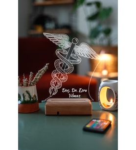 Doktorlar İçin Hediye Tıp Sembolü Asclepius'un Asası 16 Renk Gece Lambası