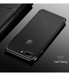 iPhone 7 Plus Kılıf Dört Köşeli Lazer Silikon Kılıf (Siyah)