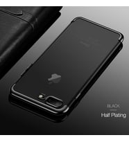iPhone 7 Plus Kılıf Dört Köşeli Lazer Silikon Kılıf (Siyah)