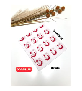 Türk Bayrağı Ay Yıldız Desenli Beyaz Renk Çok Amaçlı Bandana Fular %100 Cotton (Çok Renkli)