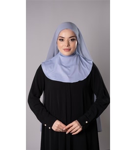 Gri Pratik Hazır Geçmeli Şal Şifon Kumaş Hijab Bone 3009_15