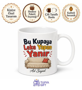 Koltuk Kılıfı Takan Teyzelere Leke Tutar Uyarılı Esprili Kupa Bardak Hediye