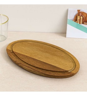 Akasya Oval Ahşap Servis Tepsisi (Kenar Kanallı) 24.8x13.8x1.4 cm