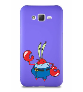 Samsung Galaxy J7 Soft Premier Kapak Bay Yengeç Tasarımlı Silikon Kılıf - Mor (Şeffaf)