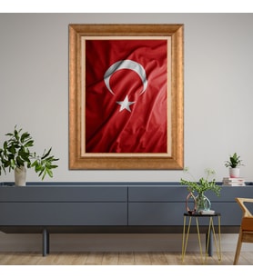Altın Varaklı Paspartulu Çerçeveli Tablo hb276