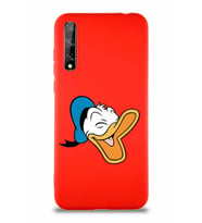 Huawei P Smart S Soft Premier Kapak Donald Duck-E Tasarımlı Silikon Kılıf - Kırmızı (Şeffaf)