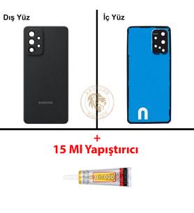 Samsung A33 Siyah Arka Pil Kapağı Batarya Kapağı Lazer Kesim + B-7000 Yapıştırıcı
