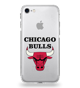 Apple iPhone SE 2020 Uyumlu Kamera Korumalı Tıpalı Kapak Chicago Bulls Tasarımlı Şeffaf Kılıf