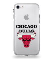 Apple iPhone SE 2020 Uyumlu Kamera Korumalı Tıpalı Kapak Chicago Bulls Tasarımlı Şeffaf Kılıf
