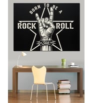 Rock Roll Yıldız Sembolü Dekoratif Kanvas - Mdf Ahşap Tablo