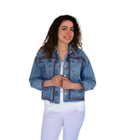 Kadın Nakışlı Kot Gömlek BGL-ST04245 (Mavi)
