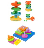 Yağmur Damlası (Çıngıraklı Top Oyunu ) + Geometrik Şekiller Bulmaca Eğitici ve Zeka Geliştirici Set (Karışık)