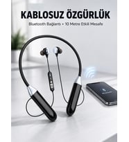 Mikrofonlu Boyun Bantlı Bluetooth Kulaklık Kablosuz Bağlantılı Ses Ve Müzik Kontrollü Kulak İçi Kula