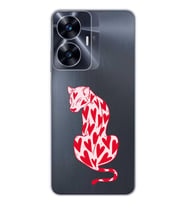 Realme C55 Uyumlu Çita ve Kalp Desenli Şeffaf Telefon Kılıfı
