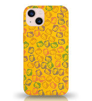 Apple iPhone 13 Uyumlu Lansman Kılıf Hello Kitty Tasarımlı İçi Kadife Kapak-Sarı (Şeffaf)