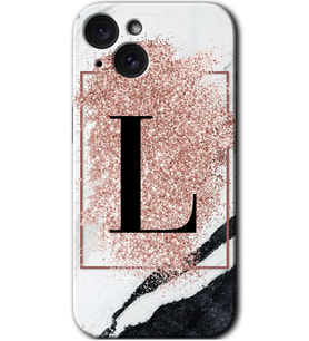 İphone 15 Kılıf HD Desen Baskılı Kılıf - Pembe Mermer Desenli L Harfi