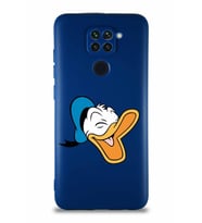 Xiaomi Redmi Note 9 Soft Premier Kapak Donald Duck-E Tasarımlı Silikon Kılıf - Lacivert (Şeffaf)