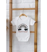 Pia Baby Premium %100 Pamuk İsme Özel Organik Baskılı Çıtçıtlı Bebek Body Zıbın Modelleri 5085-16 (Ekru)