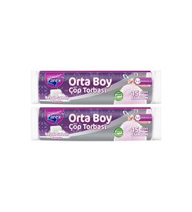 Büzgülü 15'li Çöp Torbası Beyaz Sabun Kokulu Orta Boy 55 x 60 cm İkili Paket