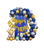 Happy Bırtday Gold Lacivert Temalı Balon Zincir Seti