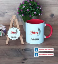 Savcı Kupa Bardak Kırmızı ve Ahşap Anahtarlık Hediye (Model 1)