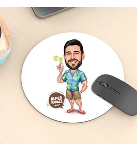 Kişiye Özel Karikatürlü Tatil Yapan Erkek Mousepad