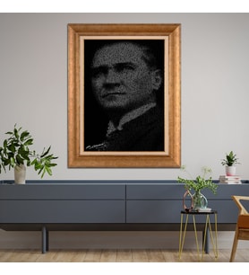 Altın Varaklı Paspartulu Çerçeveli Tablo hb1567