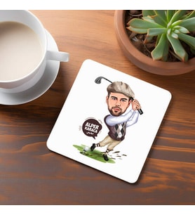 Kişiye Özel Profesyonel Golfçü Karikatürlü Bardak Altlığı