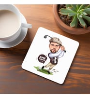 Kişiye Özel Profesyonel Golfçü Karikatürlü Bardak Altlığı