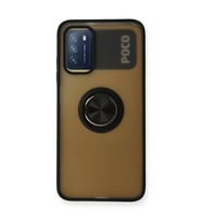 Xiaomi Redmi 9t Kılıf Montreal Yüzüklü Silikon Kapak - Siyah